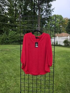 Ryan Wythe Red Women's V-Neck Blouse